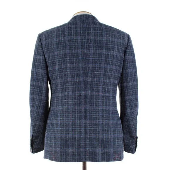 Cardinal of Canada NWT Wool Blend Sport Coat Size 40S US In Blue w/ Coral Plaid